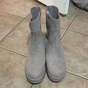 Gray Suede Ankle Boots